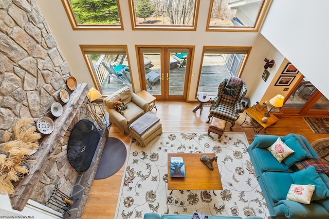 1405 Cabin Mountain Rd, Davis, WV 26260 - living room with a high ceiling and wood finished floors