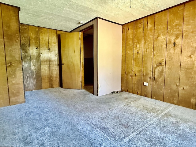 108 Toothman Run Rd, Rivesville, WV 26588 - unfurnished bedroom featuring carpet flooring, wooden walls, and a textured ceiling