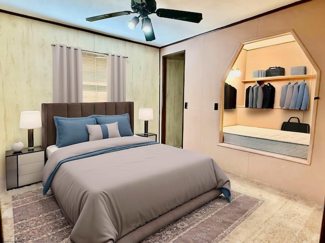 108 Toothman Run Rd, Rivesville, WV 26588 - carpeted bedroom with crown molding and ceiling fan