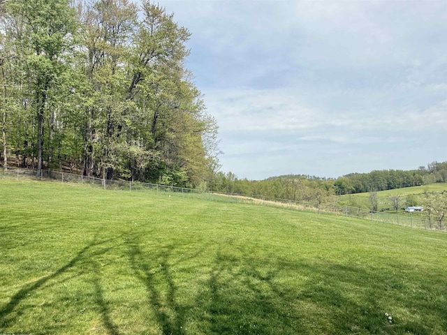 view of yard featuring a rural view and fence