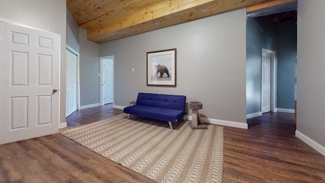7 Mayberry Dr, Fairmont, WV 26554 - sitting room with wooden ceiling, baseboards, high vaulted ceiling, and wood finished floors