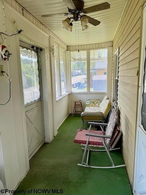 346 Parkway Ave, Anmoore, WV 26323 - sunroom featuring a ceiling fan