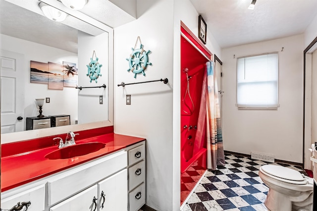 210 Rosedale Hill Rd, Maidsville, WV 26541 - bathroom featuring vanity, toilet, tile patterned floors, a shower with curtain, and visible vents