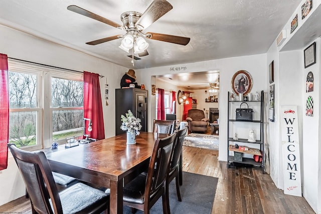 200 Rosedale Hill Rd, Maidsville, WV 26541 - dining room with a ceiling fan and dark wood-style flooring
