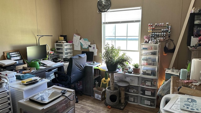 office with wood finished floors