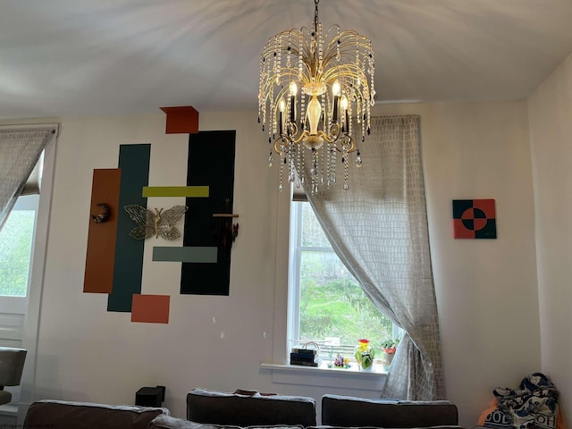 details featuring a chandelier