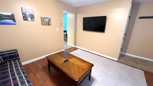 living area with baseboards