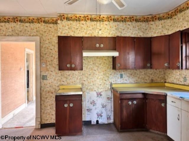 530 Newton St, Fairmont, WV 26554 - kitchen with a ceiling fan, light countertops, and extractor fan