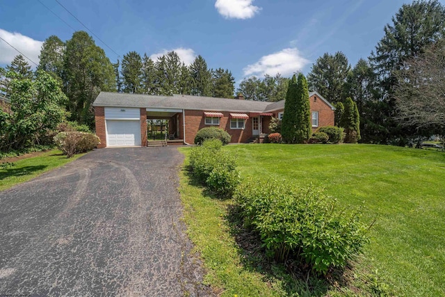 1060 Takoma St, Morgantown, WV 26505 - ranch-style home featuring brick siding, driveway, a garage, a front lawn, and a chimney