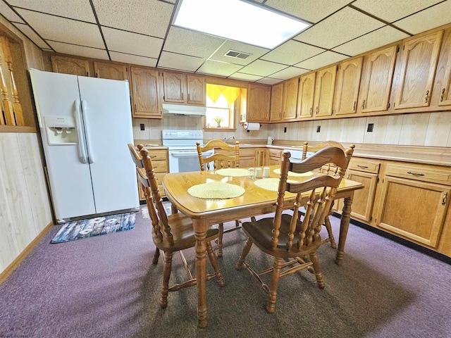 1368 Red Lick Run, New Milton, WV 26411 - dining space with a paneled ceiling, dark colored carpet, and visible vents