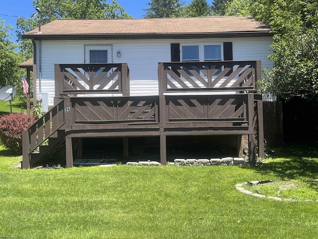 36 3rd St, Durbin, WV 26264 - back of property featuring a deck and a lawn