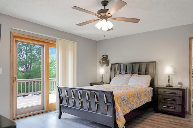 16 Cardinal Ln, Terra Alta, WV 26764 - bedroom with wood finished floors, access to exterior, and ceiling fan