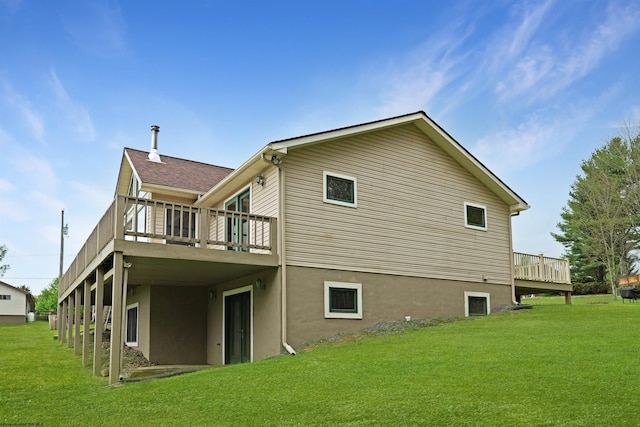 16 Cardinal Ln, Terra Alta, WV 26764 - rear view of house featuring a deck and a lawn