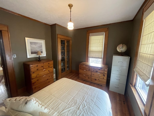 155 E St, Masontown, WV 26542 - bedroom featuring wood finished floors, ornamental molding, baseboards, and a closet