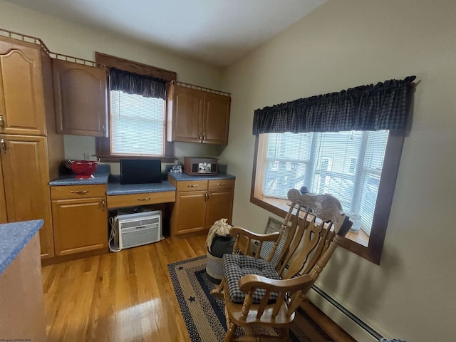 155 E St, Masontown, WV 26542 - kitchen with light wood-type flooring and a baseboard heating unit