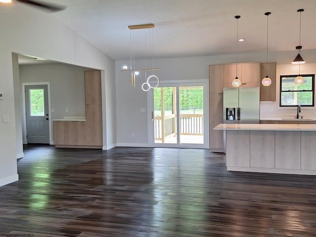 794 Laurel Park Rd, Clarksburg, WV 26301 - kitchen with stainless steel refrigerator with ice dispenser, light countertops, plenty of natural light, and modern cabinets