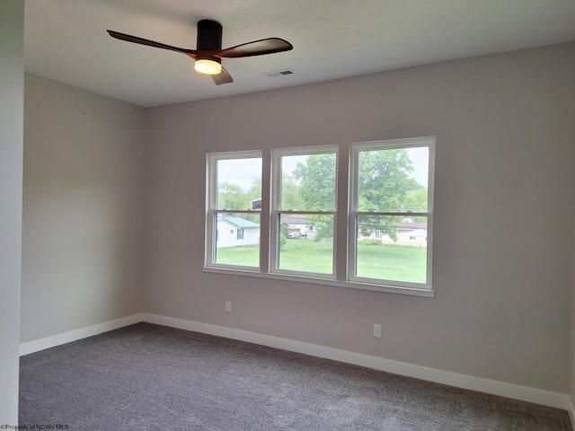 794 Laurel Park Rd, Clarksburg, WV 26301 - empty room with baseboards, dark colored carpet, and a ceiling fan