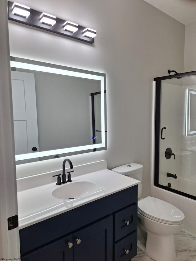 794 Laurel Park Rd, Clarksburg, WV 26301 - full bath featuring vanity, marble finish flooring, shower / bath combination with glass door, and toilet