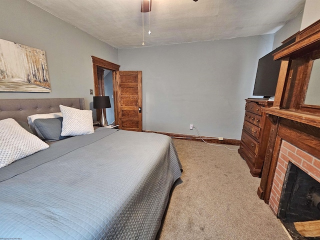 426 Duff Ave, Clarksburg, WV 26301 - carpeted bedroom with a fireplace, ceiling fan, and baseboards