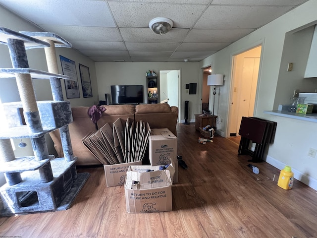 417 Forest Ave Unit 2, Morgantown, WV 26505 - living area featuring a drop ceiling and wood finished floors