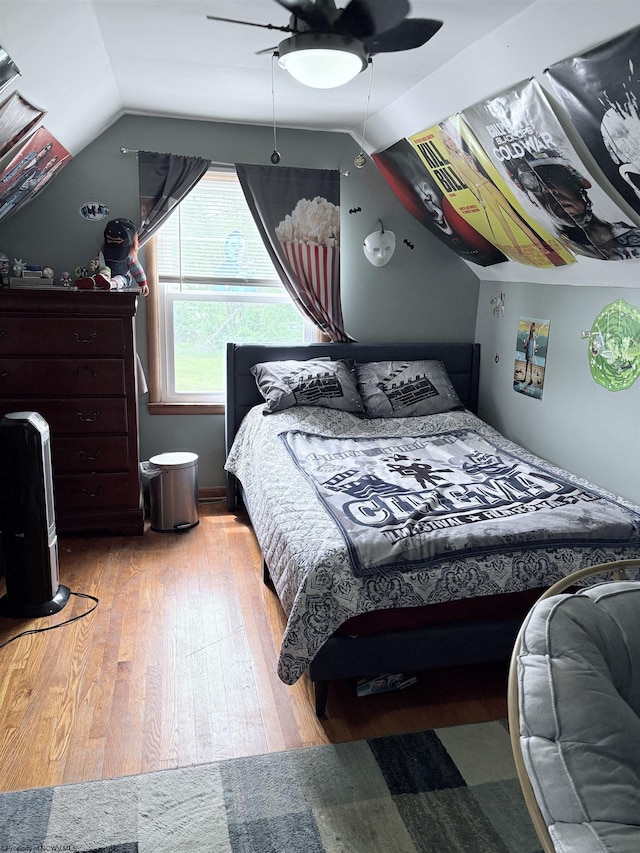 1423 Brushy Fork Rd, Buckhannon, WV 26201 - bedroom featuring vaulted ceiling, wood finished floors, and ceiling fan