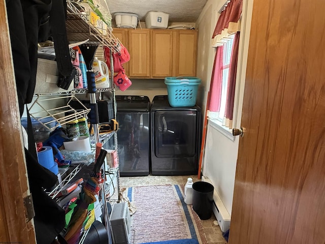 4253 Point Mountain Rd, Monterville, WV 26282 - laundry room featuring independent washer and dryer, cabinet space, and baseboards