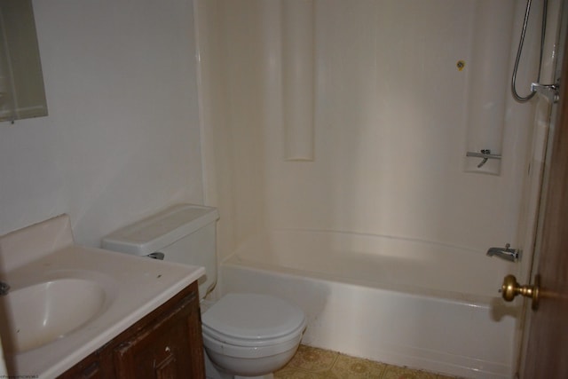 full bathroom with toilet, vanity, shower / washtub combination, and tile patterned floors