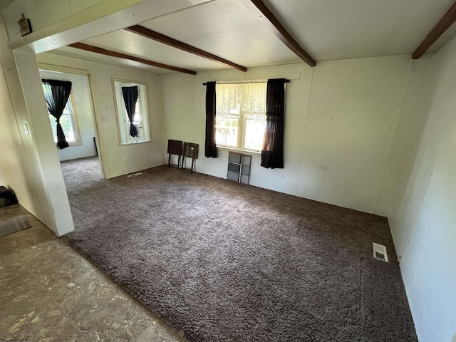 302 Jameson Ave, Parsons, WV 26287 - carpeted empty room with beamed ceiling