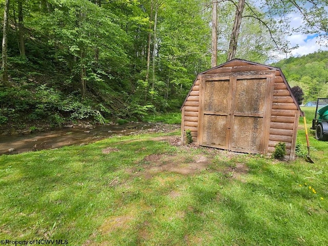760 Skelton Run, Wallace, WV 26448 - view of shed with a forest view