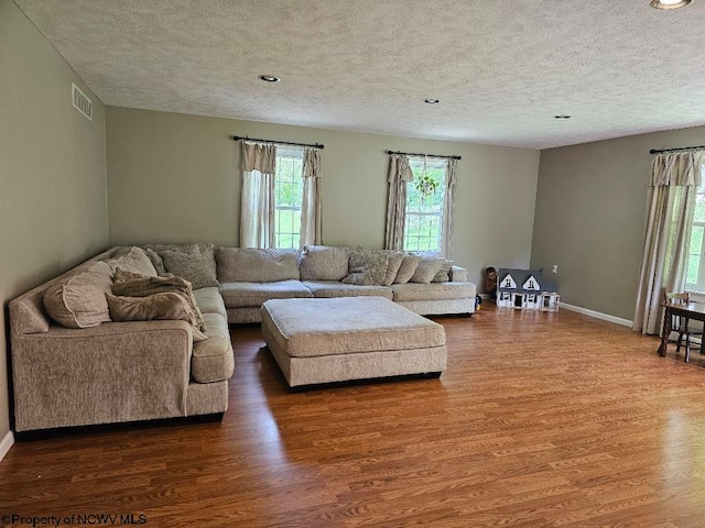 760 Skelton Run, Wallace, WV 26448 - living area featuring wood finished floors, a textured ceiling, baseboards, and recessed lighting