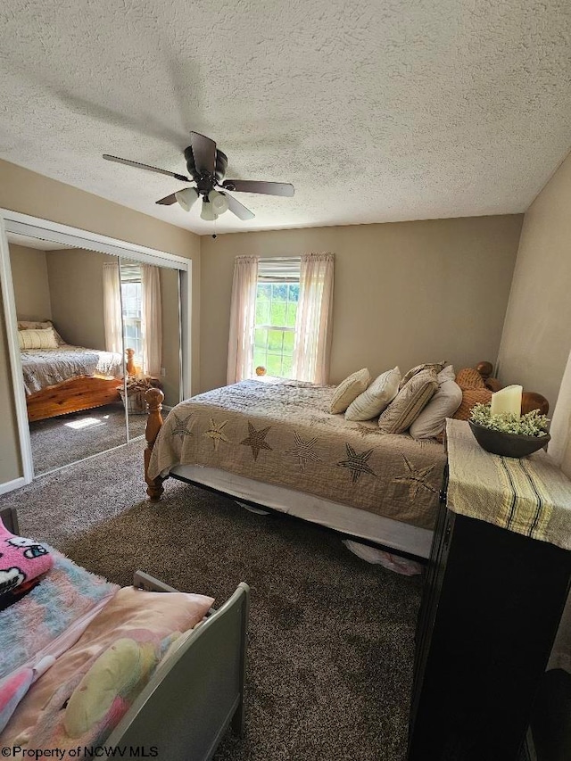 760 Skelton Run, Wallace, WV 26448 - carpeted bedroom featuring a textured ceiling and a ceiling fan