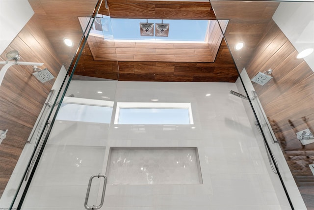interior space featuring a shower stall