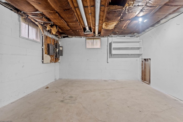 basement with electric panel