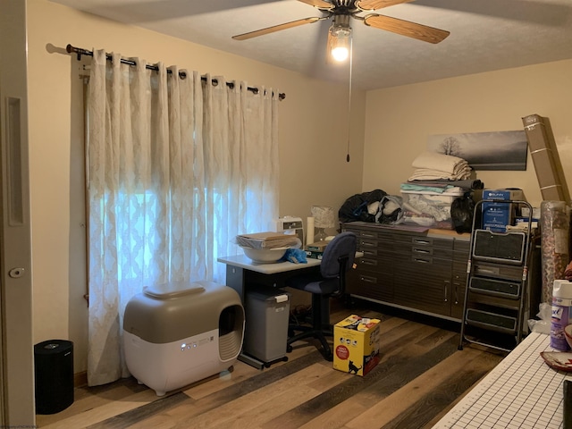 382 Knoll View Rd, Mount Clare, WV 26408 - office area featuring wood finished floors and a ceiling fan
