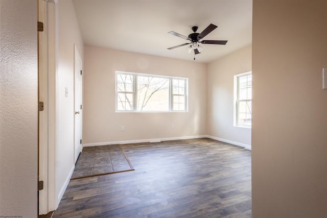 406 Maple Ave, Fairmont, WV 26554 - spare room with dark wood-type flooring, ceiling fan, and baseboards