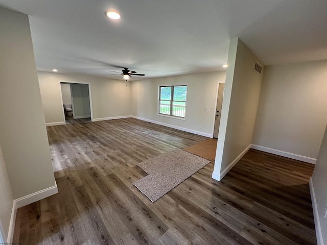 107 Valley Ct, Elkins, WV 26241 - empty room featuring a ceiling fan, wood finished floors, recessed lighting, and baseboards
