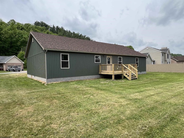 107 Valley Ct, Elkins, WV 26241 - back of property featuring a wooden deck and roof with shingles