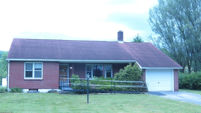 1782 Parsons Rd, Montrose, WV 26283 - ranch-style house with brick siding, a garage, a front yard, and driveway