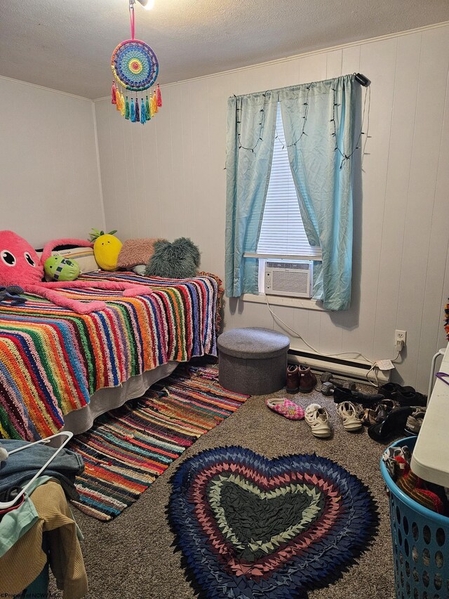 carpeted bedroom featuring cooling unit