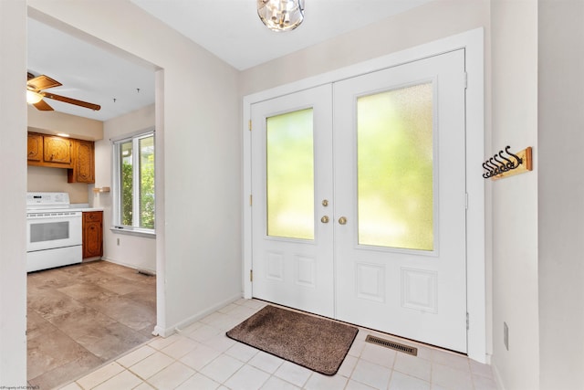 6 Ridge Pl, Morgantown, WV 26505 - foyer featuring baseboards, french doors, and ceiling fan