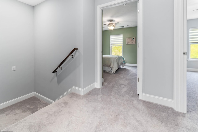 2052 Mountain Ash Ln, Morgantown, WV 26501 - stairs with carpet floors, ceiling fan, healthy amount of natural light, and baseboards