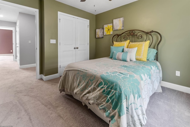 2052 Mountain Ash Ln, Morgantown, WV 26501 - carpeted bedroom with a closet, baseboards, and ceiling fan