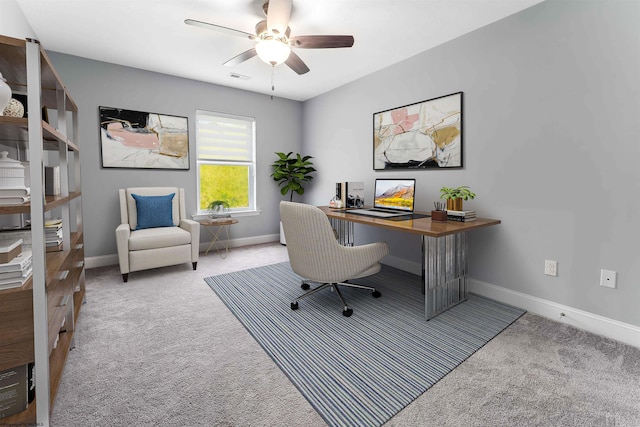 2052 Mountain Ash Ln, Morgantown, WV 26501 - office with carpet, ceiling fan, and baseboards