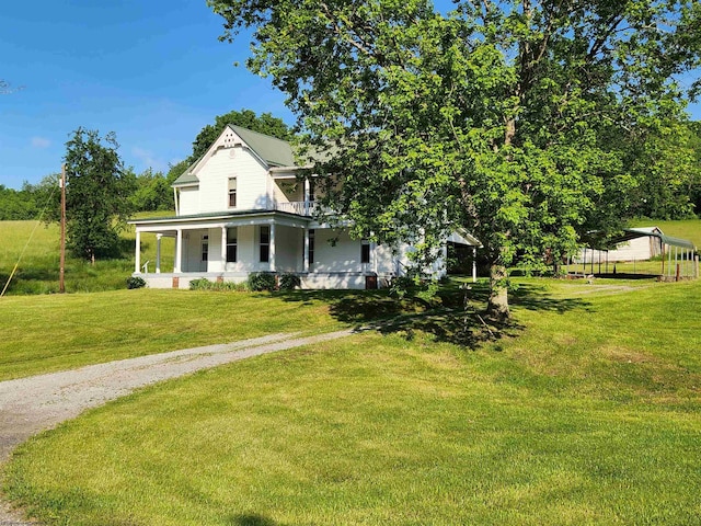 580 Deer Haven Dr, Lost Creek, WV 26385 - view of front of house with a porch, a front yard, and driveway