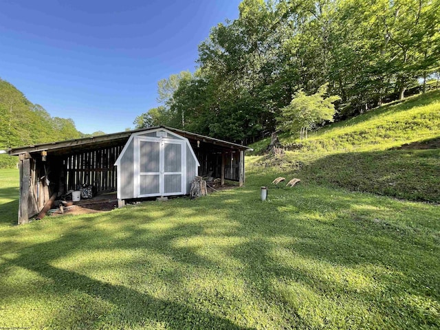 564 Big Run Rd, Napier, WV 26631 - view of grassy yard featuring an outbuilding and a storage shed
