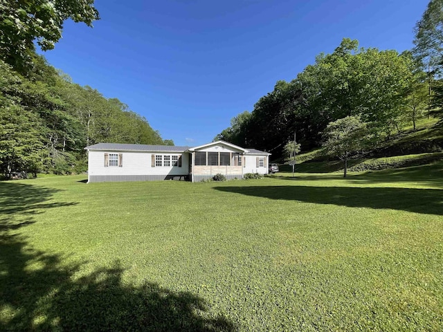 564 Big Run Rd, Napier, WV 26631 - back of property featuring a lawn and a sunroom