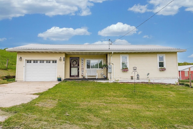 719 Elk Run Rd, Bruceton Mills, WV 26525 - view of front of property with an attached garage, driveway, a front lawn, and metal roof