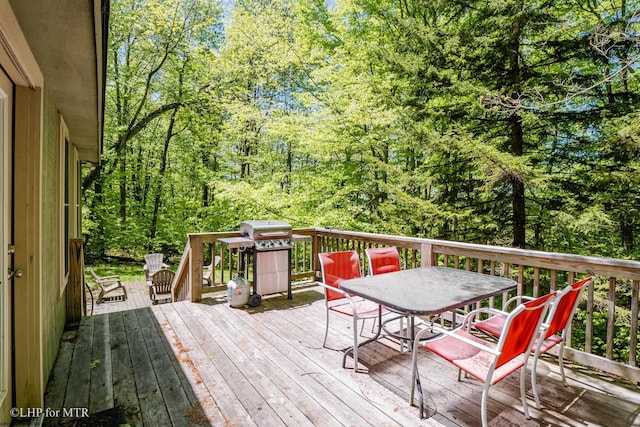 434 Cabin Mountain Rd, Davis, WV 26260 - wooden terrace featuring outdoor dining space and grilling area