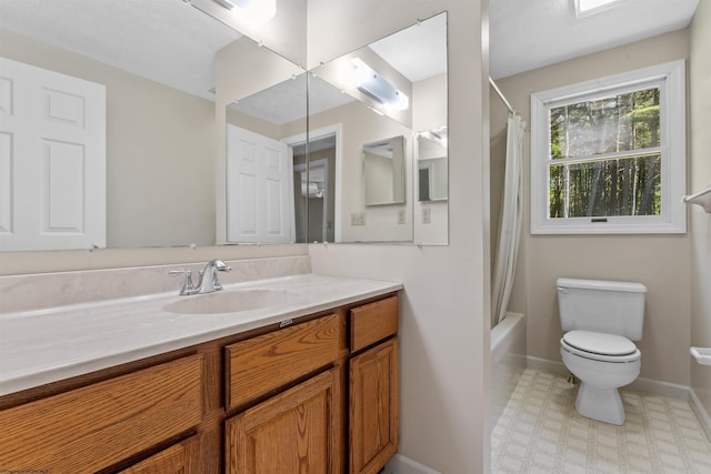 42 Ice Linn Ln, Fairmont, WV 26554 - full bath featuring toilet, vanity, baseboards, and shower / bathtub combination with curtain