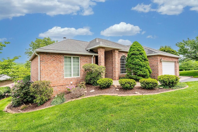 2022 Georgian Ln, Morgantown, WV 26508 - single story home featuring a garage, brick siding, a front yard, and roof with shingles